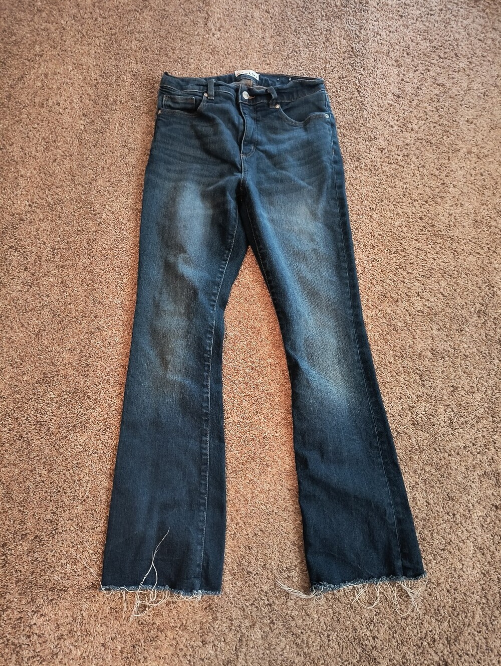 LOFT Dark Blue Bootcut Jeans with Frayed Hem